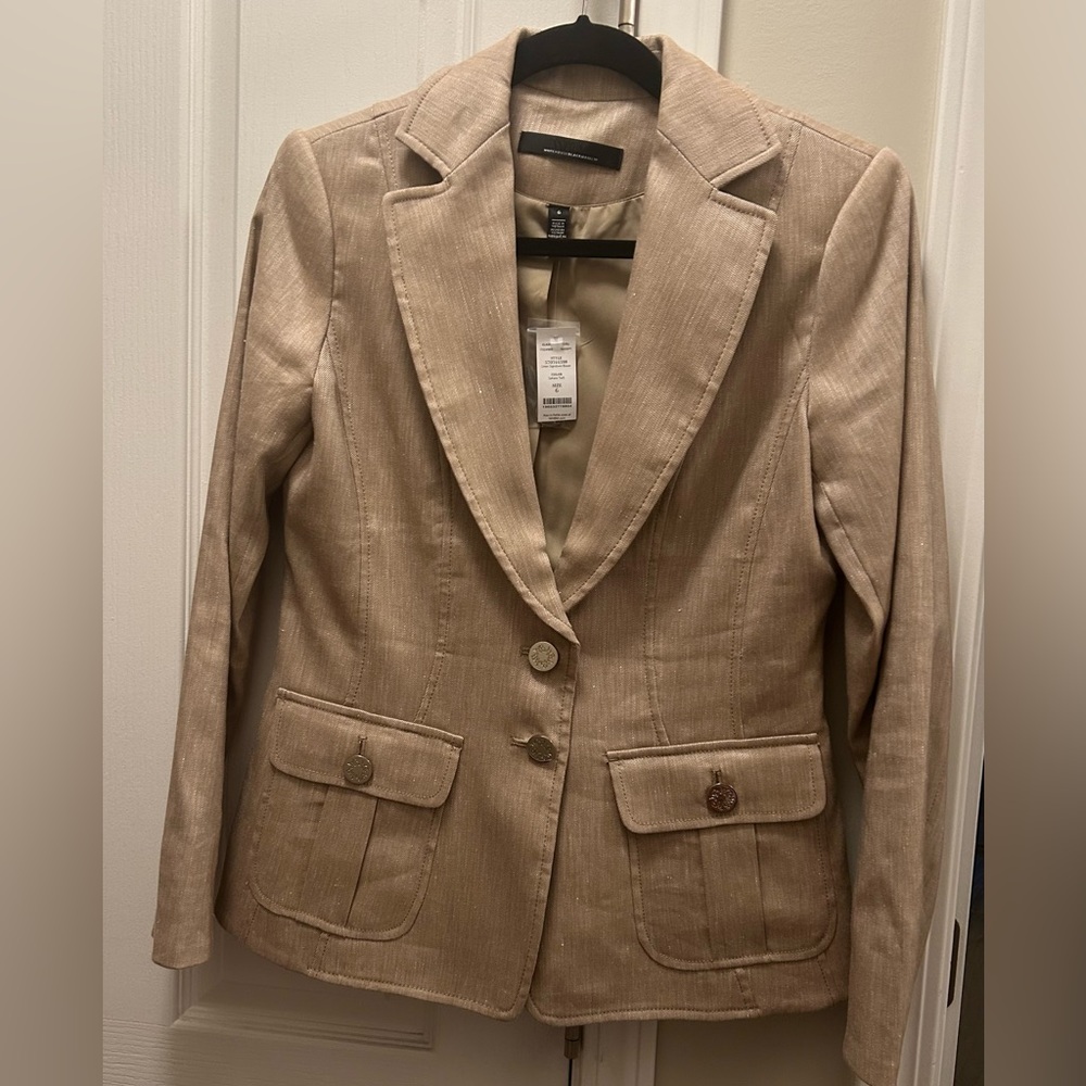 White House Black Market Tan Blazer Classic Tailored Design NWT